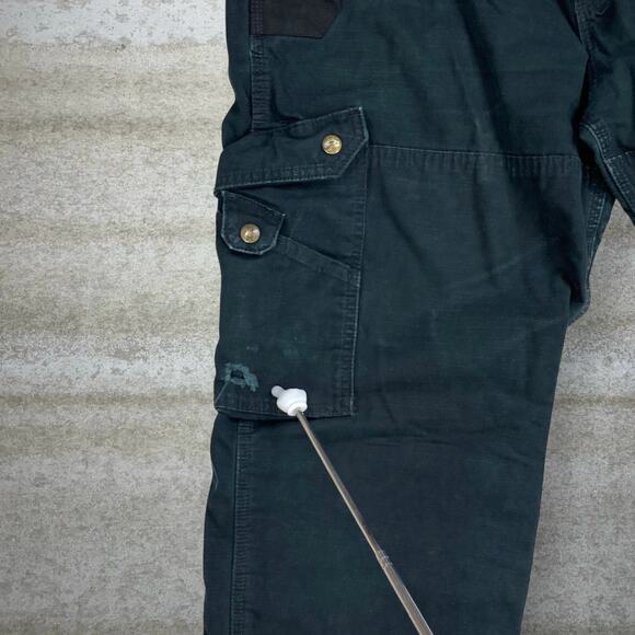 Vintage 90s Carhartt Carpenter Pants 38x32 Baggy Wide Leg Fit Black Double Knees - Picture 11 of 12